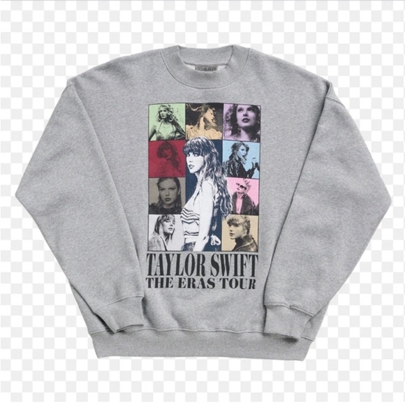 Taylor Swift Eras Tour Crew Neck Sweatshirt Heather Gray Size L Official Merch - Picture 1 of 16